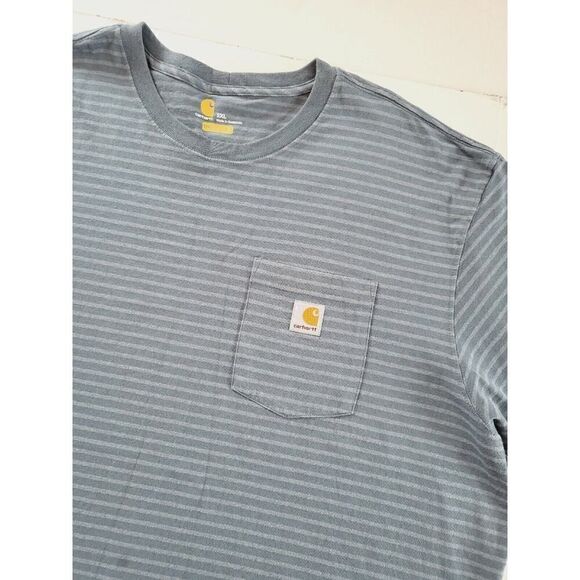 Carhartt Shirt Mens 2XL Gray Striped Original Fit Pocket Tee Short Sleeve - Picture 6 of 11